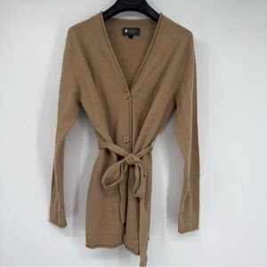 Cashmere Boutique Cozy Tan Belted Cardigan Size S/M